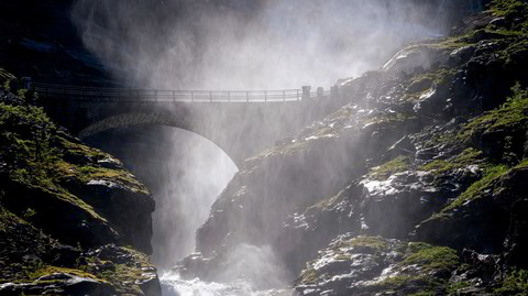 TROLLSTIGEN, NORWAY - 2020 JUNE 24. Big waterfall you have to pass when driving to Trollstigen. ---
